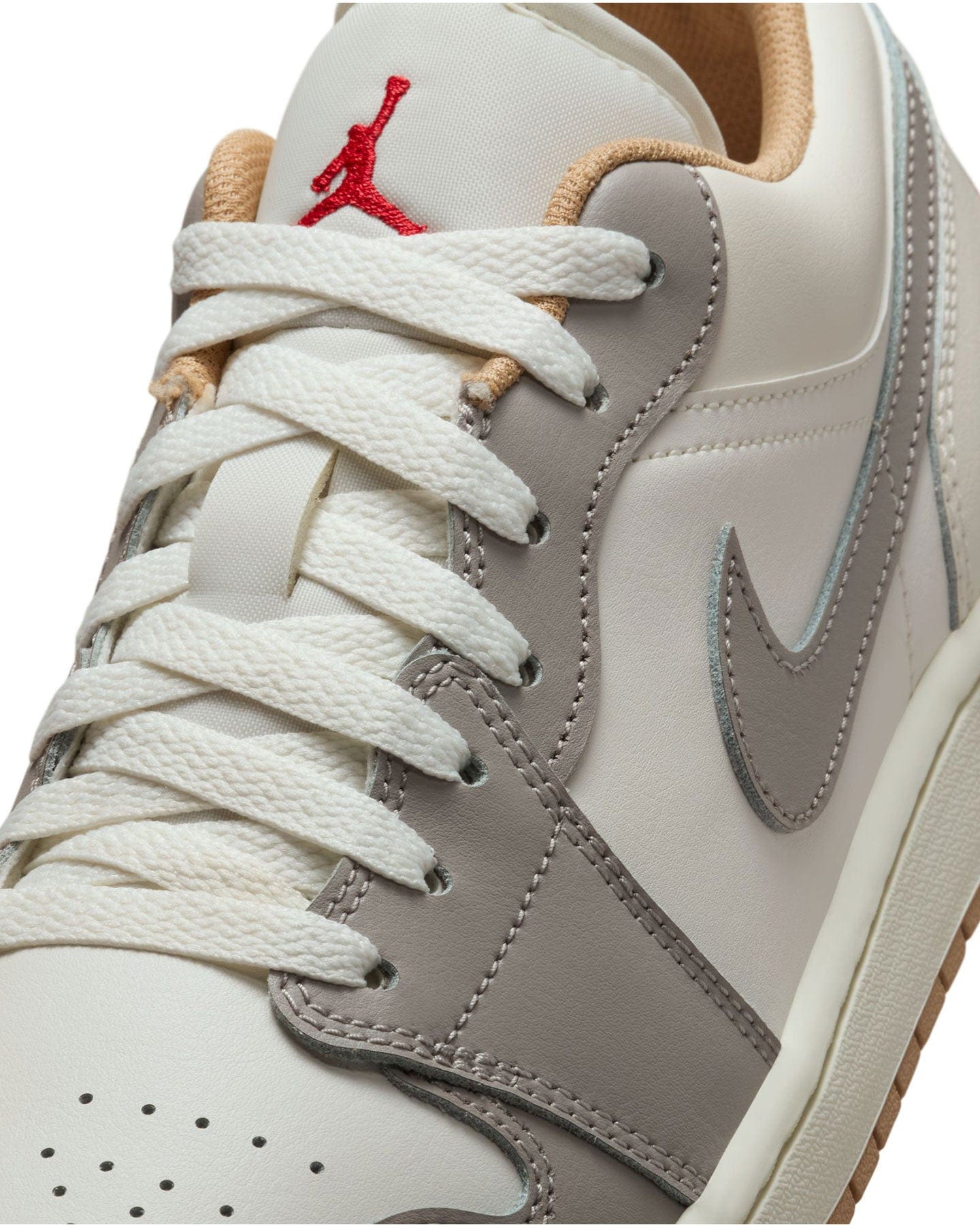 Jordan 1 Low - Sail / Fire Red - College Grey - Hemp - -