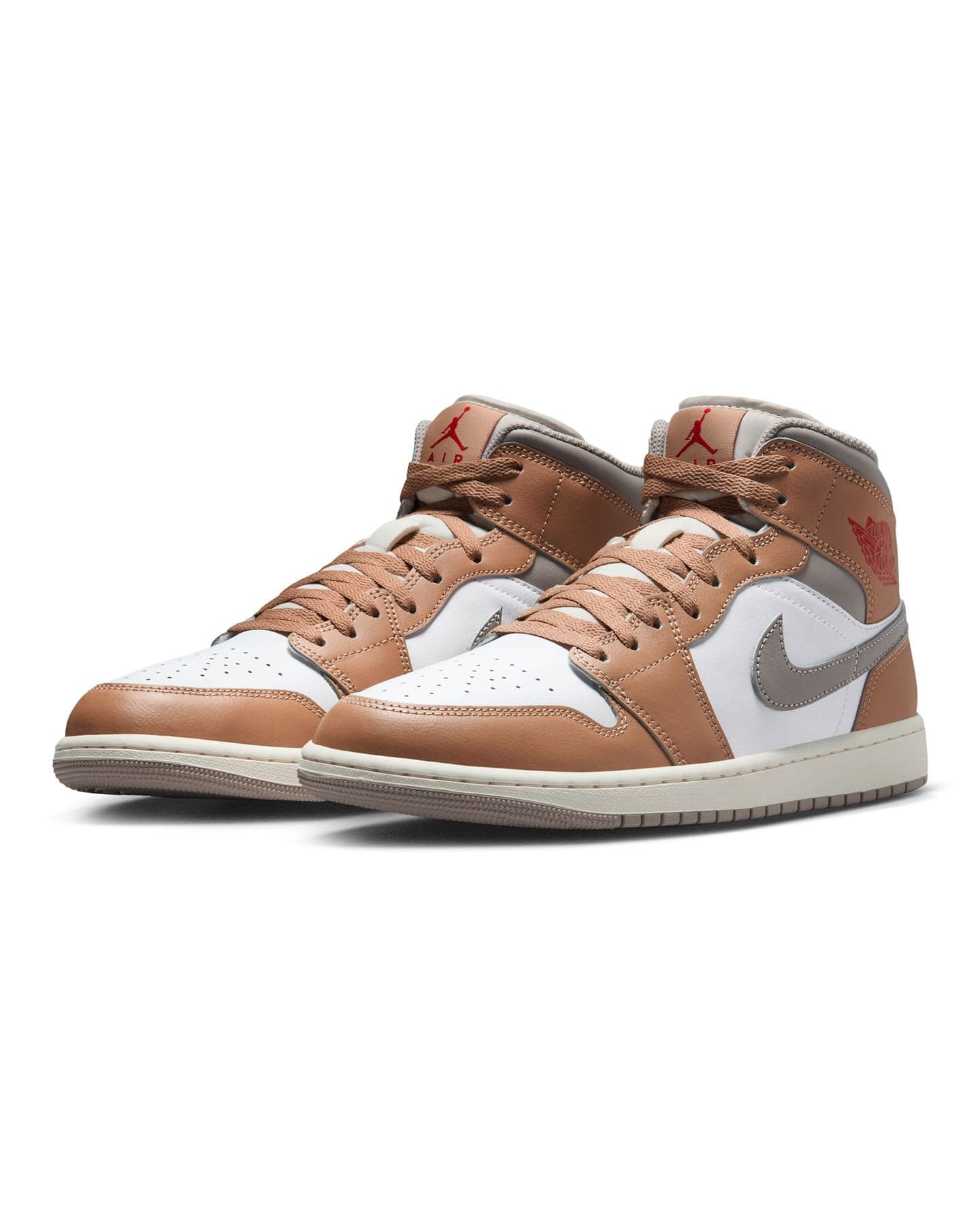 Jordan 1 Mid - Hemp - Fire Red - White - College Grey - -