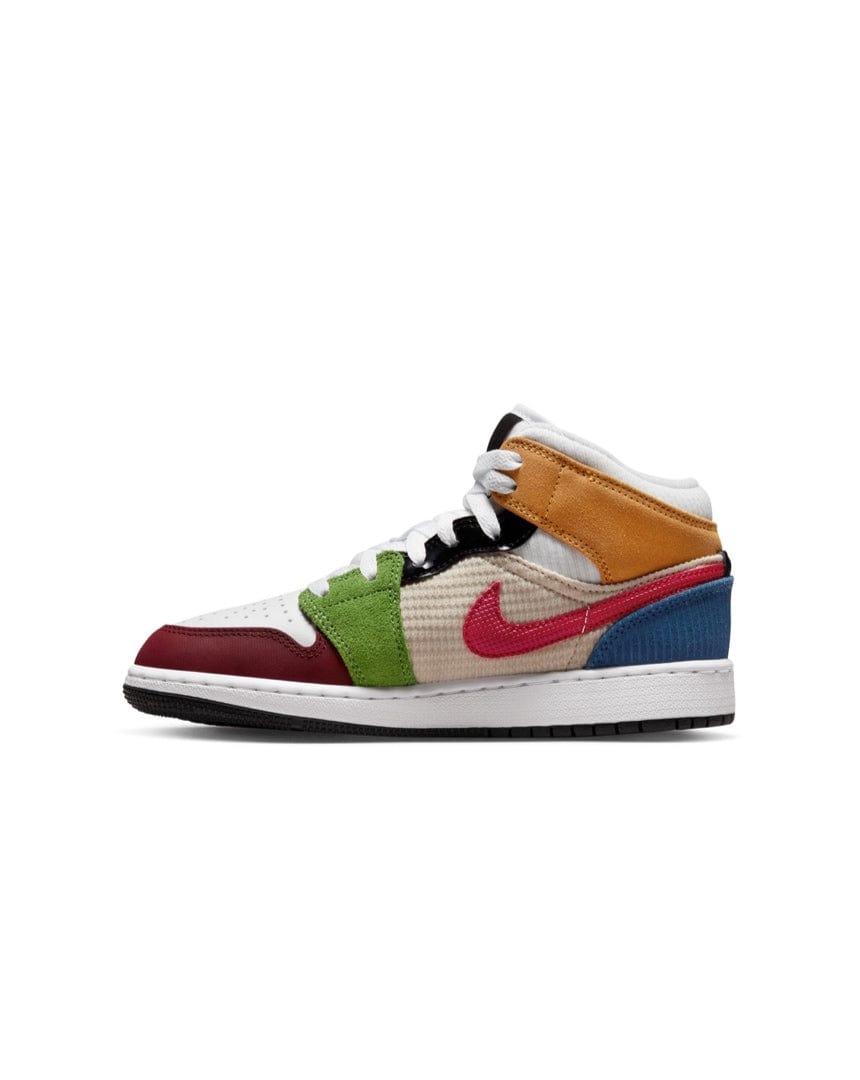 Jordan 1 Mid SE ( GS ) - White / Gym Red - Black - Pearl White - -