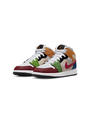 Jordan 1 Mid SE ( GS ) - White / Gym Red - Black - Pearl White - -