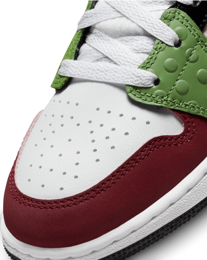 Jordan 1 Mid SE ( GS ) - White / Gym Red - Black - Pearl White - -