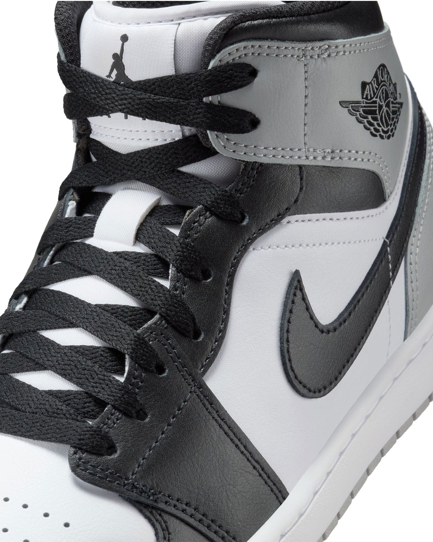 Jordan 1 Mid - White / Black - LT Smoke Grey - -