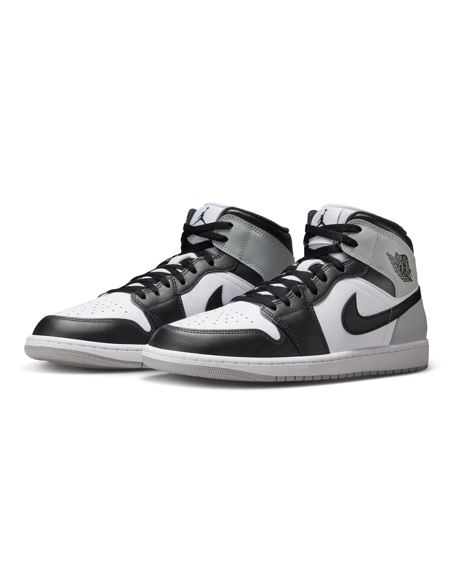 Jordan 1 Mid - White / Black - LT Smoke Grey - -