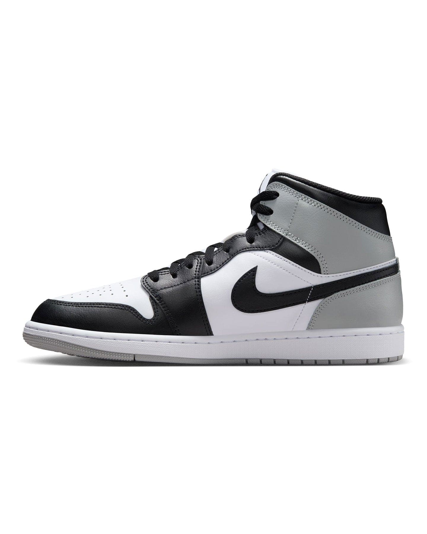 Jordan 1 Mid - White / Black - LT Smoke Grey - -