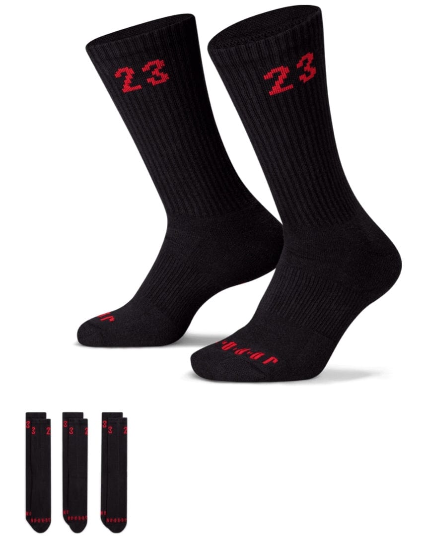 Jordan Essential Crew Socks 3 Pack - Black / Red - -