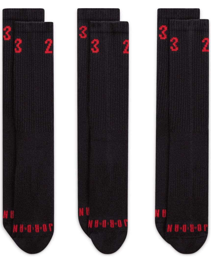 Jordan Essential Crew Socks 3 Pack - Black / Red - -