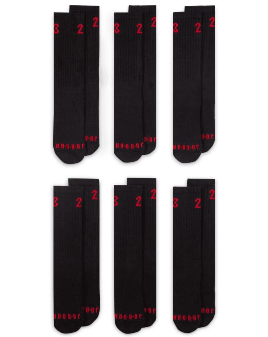 Jordan Essential Crew Socks 6 Pack - Black / Red - -