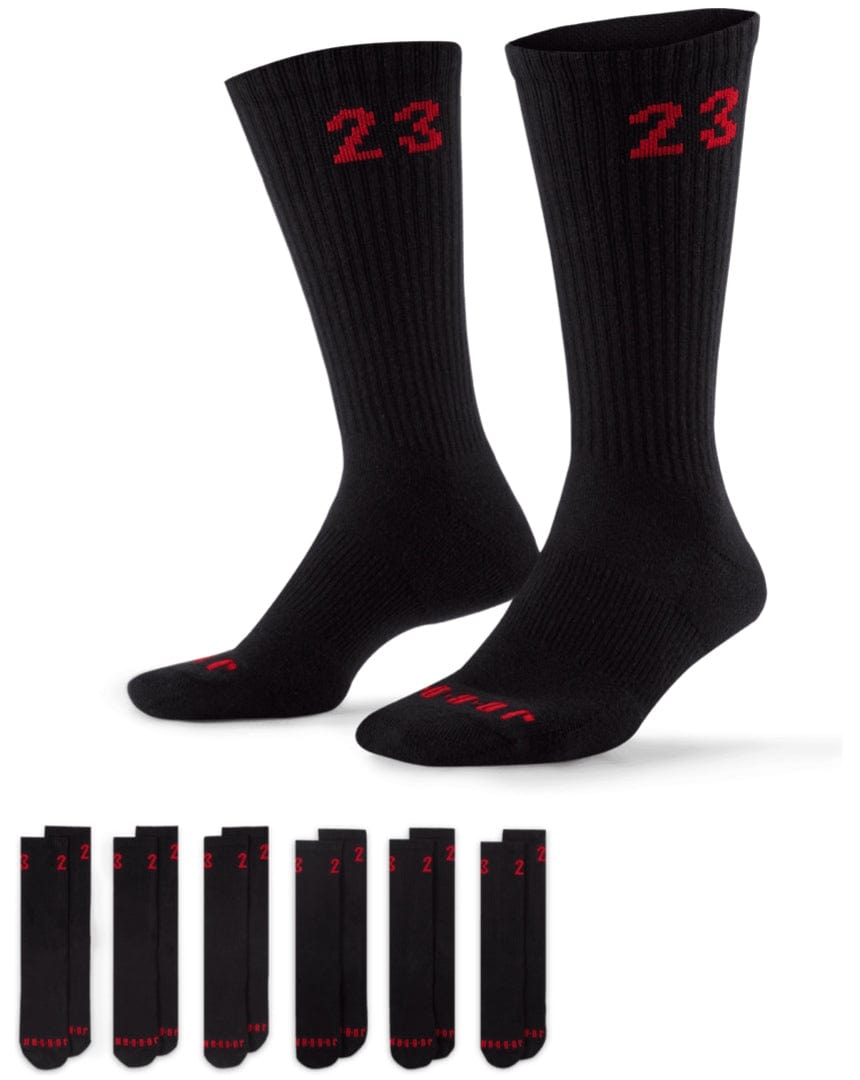 Jordan Essential Crew Socks 6 Pack - Black / Red - -