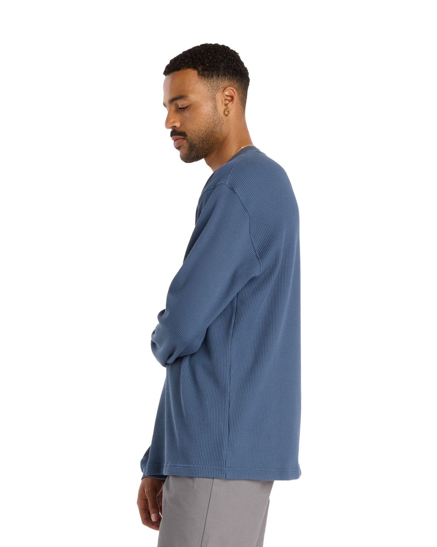 New Balance Numeric Waffle Knit LS Henley - Vintage Indigo - -
