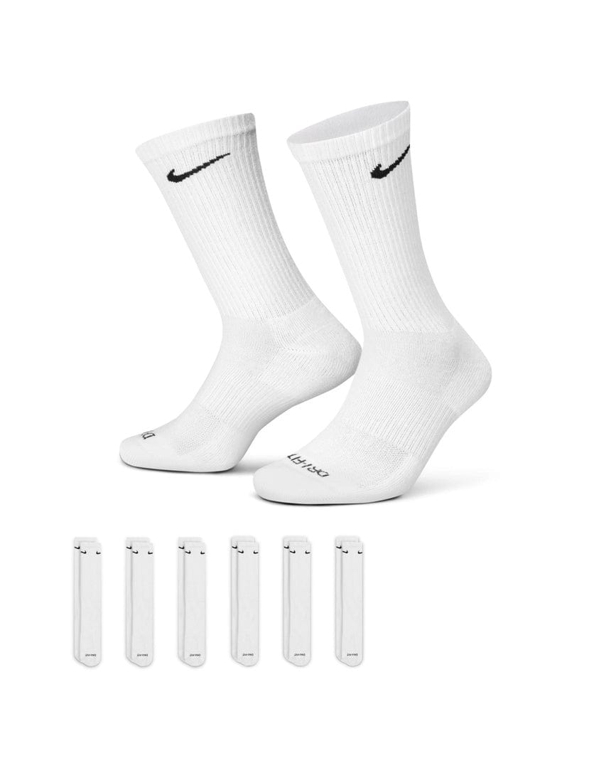 Nike Everyday Plus Cushioned Crew 6 Pack Socks - White - SX6897 100 - 888408260956