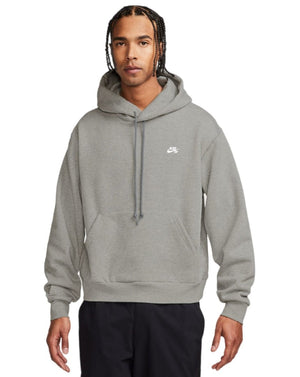 Nike SB Fleece Pullover Hoodie Essential Logo - Dk Grey Heather / White - FV7351 063 - 197597412610