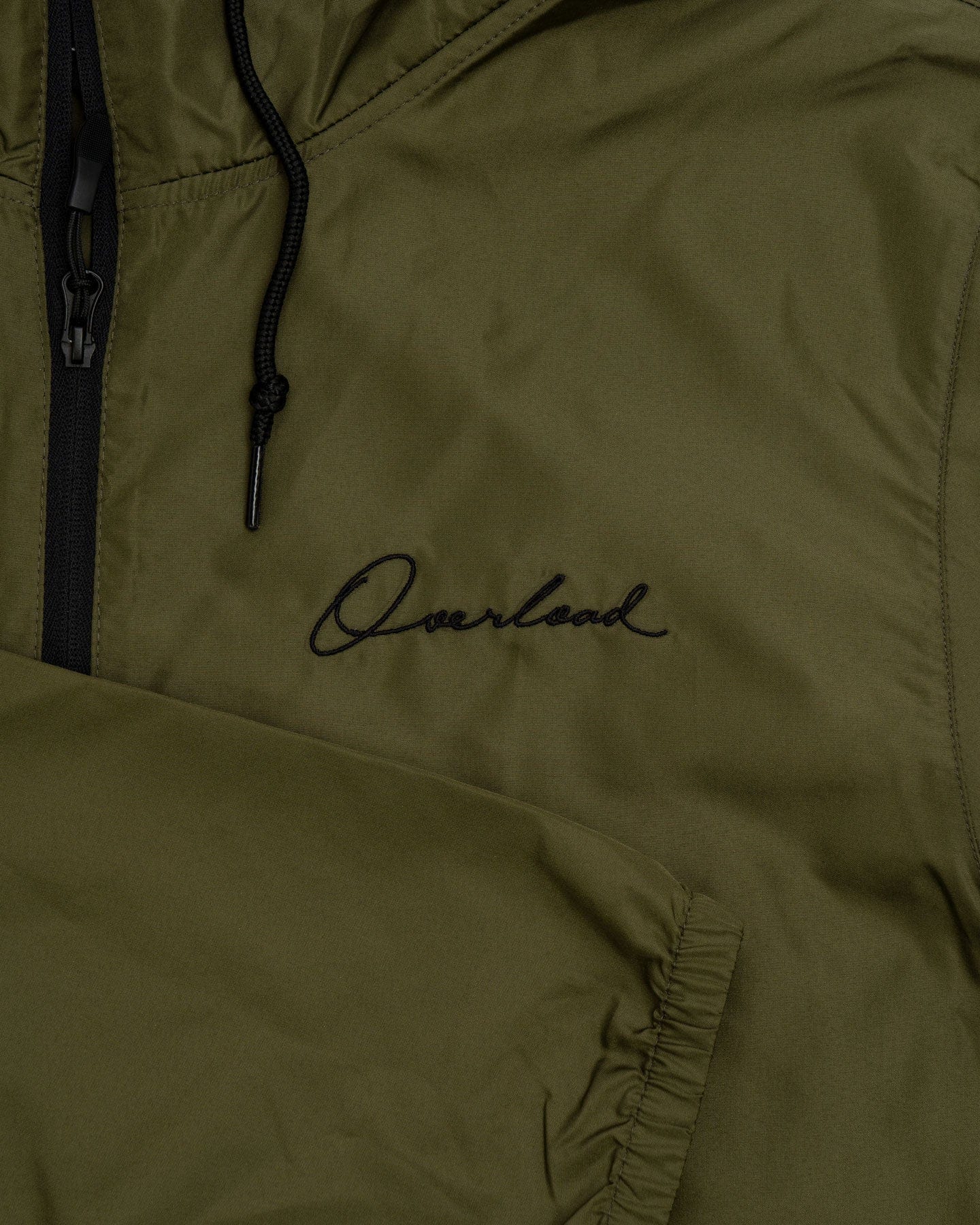 Overload Anorak Pullover Half Zip Windbreaker - Army Green - -