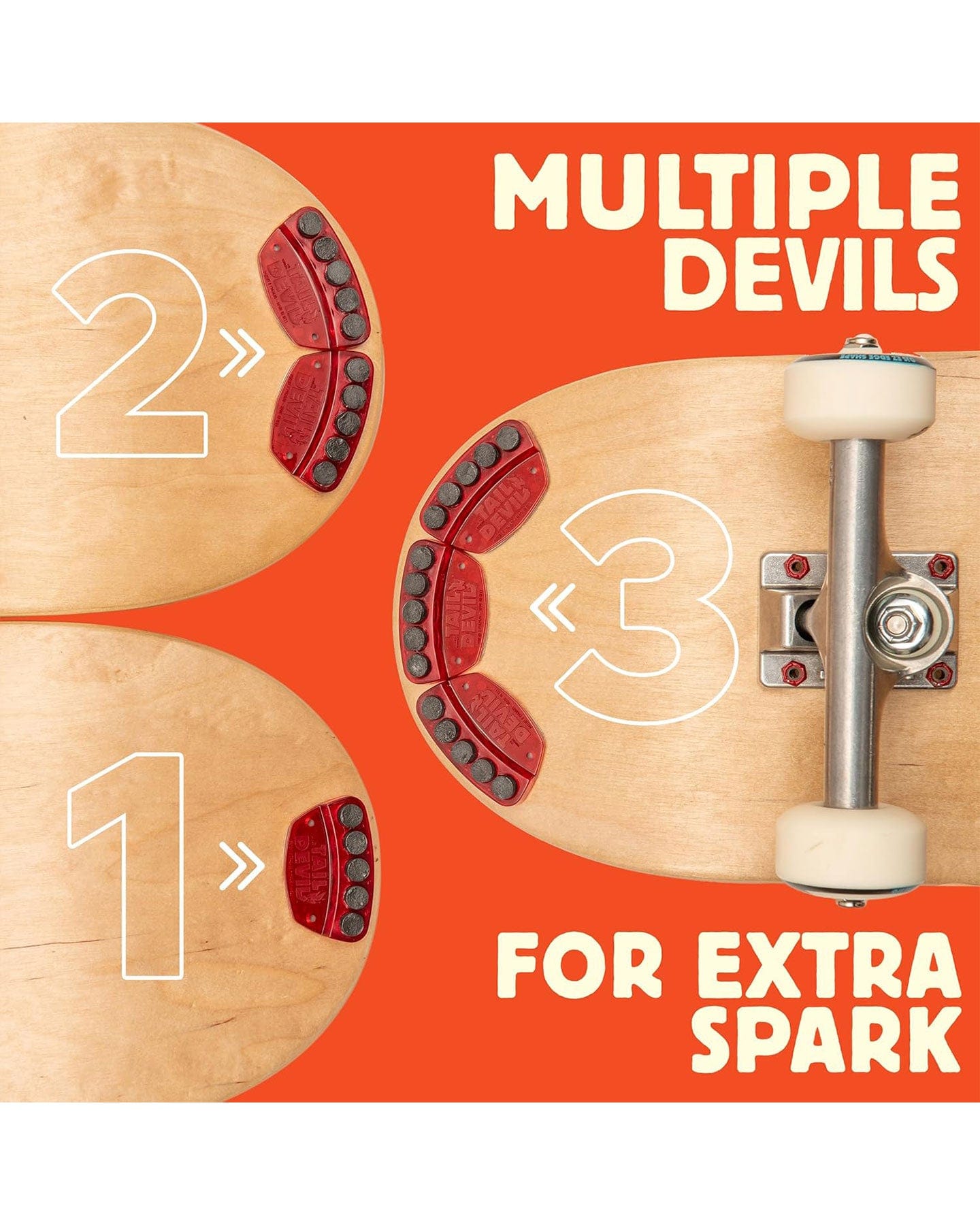 Tail Devil Skateboard Spark Plate - Red - - 769894381540