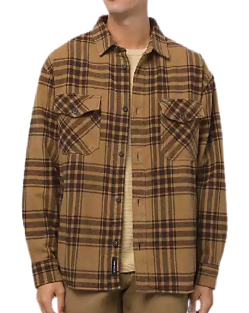 Vans Apparel Button Up Small Vans Vintage Oversized Heavyweight LS Flannel - Dirt