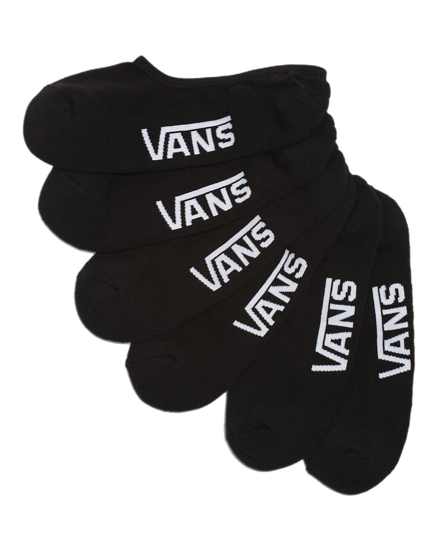 Vans Classic No Show 3 Pack Socks - Black - VN000F10BLK1 - 196574907958