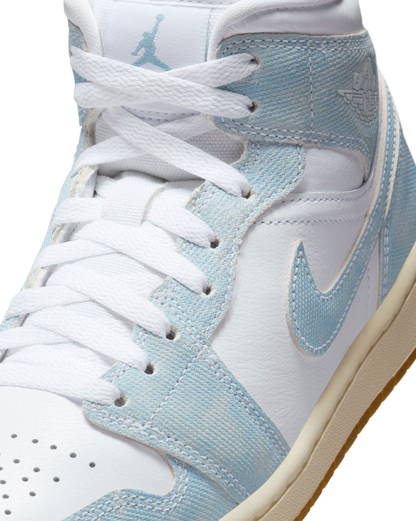 Women's Jordan 1 Mid SE - White / Worn Blue - Sail - -