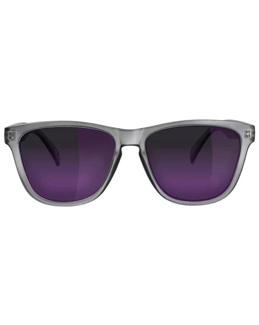 Glassy Deric Polarized - Matte Transparent Dark Grey / Purple Mirror