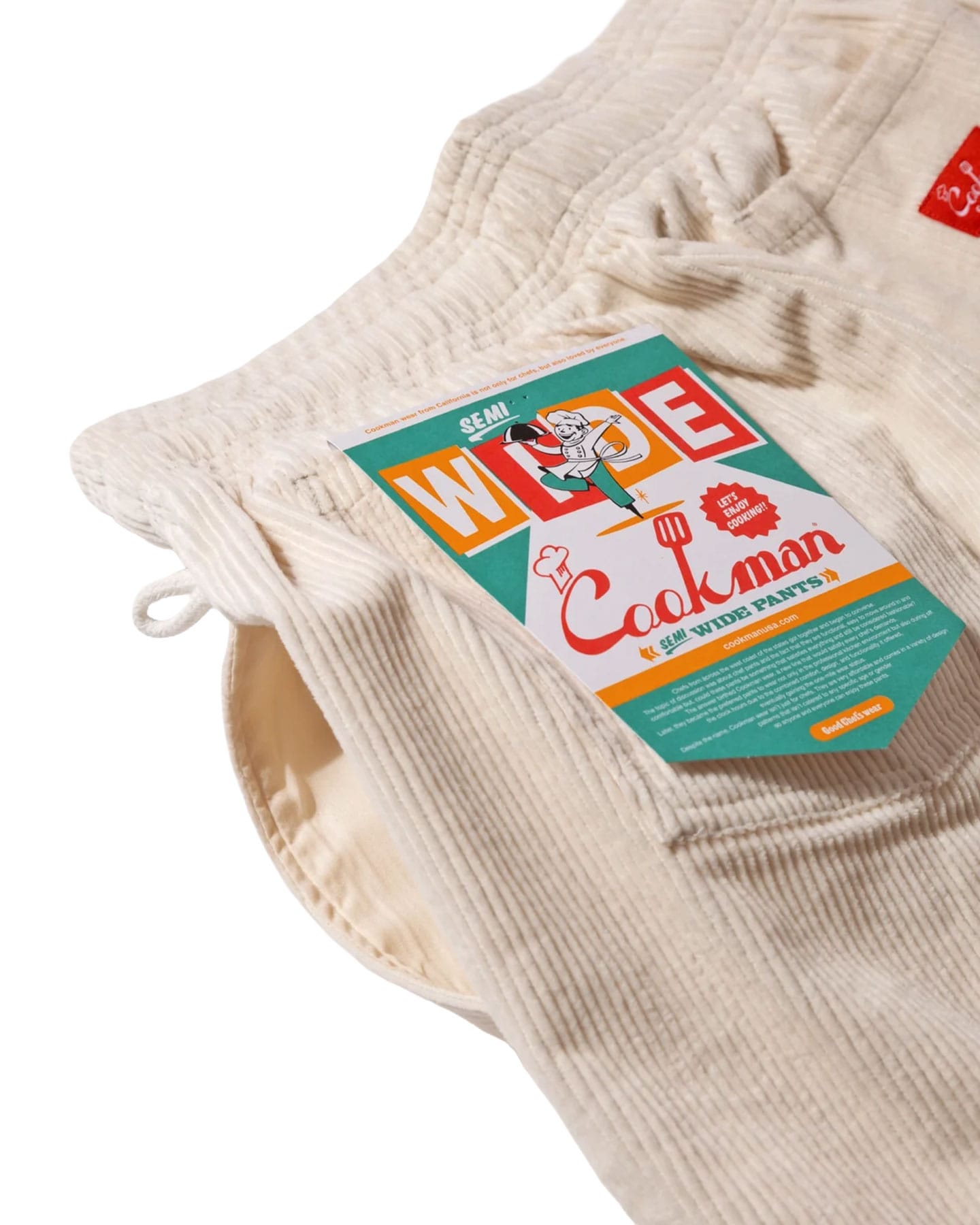 Cookman Chef Pants Semiwide Corduroy - Cream - -