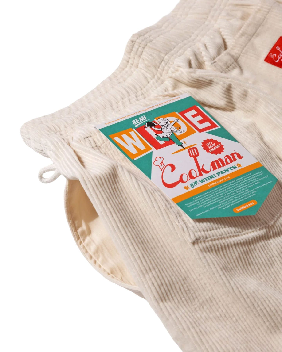 Cookman Chef Pants Semiwide Corduroy - Cream - -
