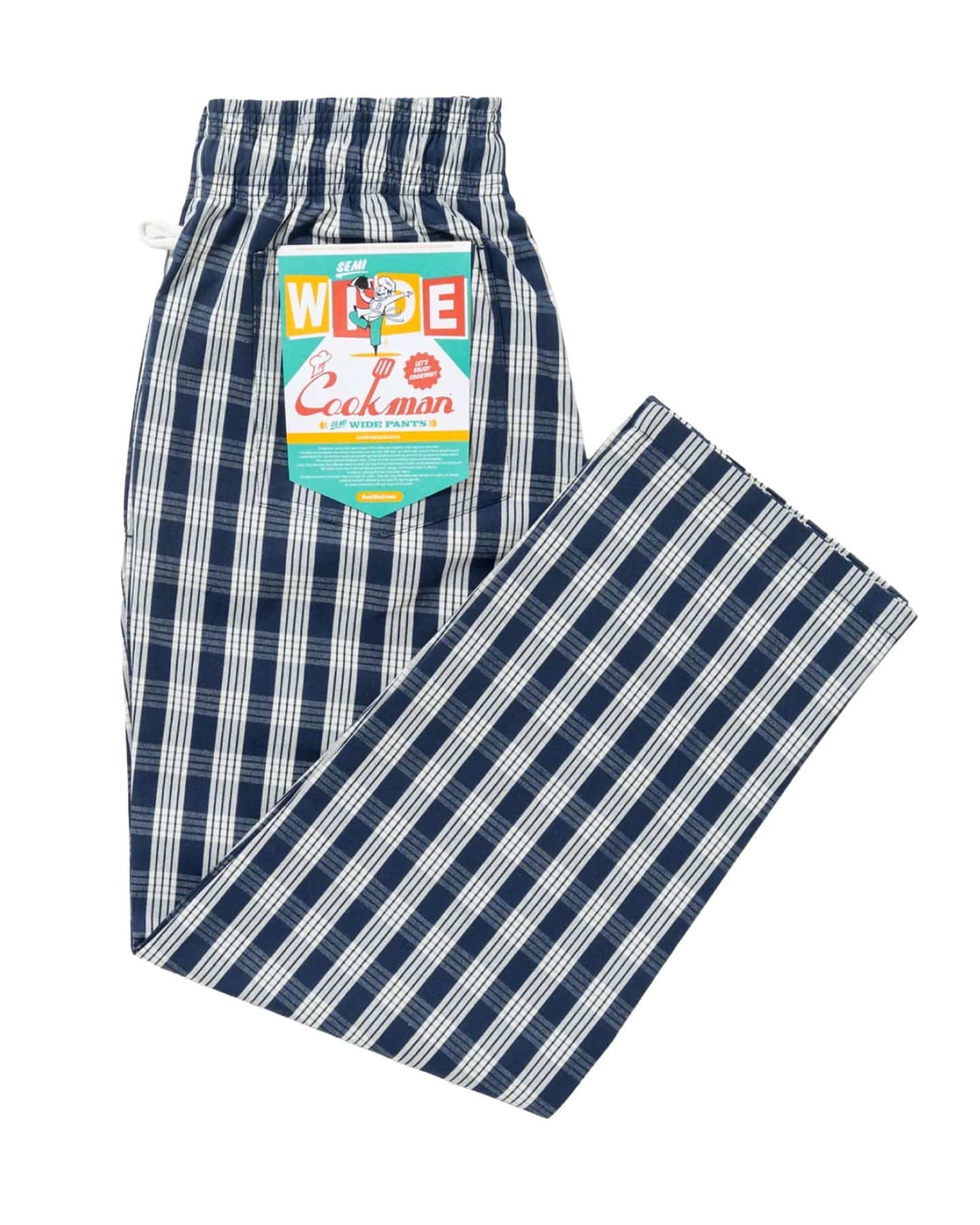 Cookman Chef Pants Semiwide - PALAKA Check Navy - -