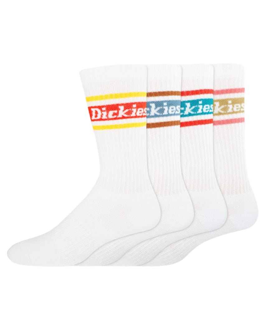 Dickies 4 Pack Skate Rugby Strip Socks - White Spring Stripe Assortment - L10742WSN - 737899646865