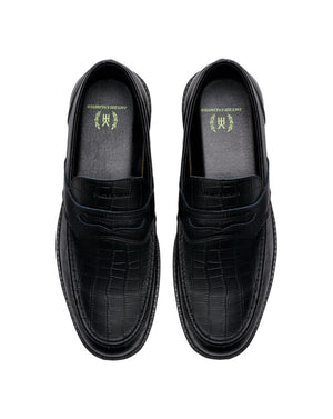 Hours x Jacuzzi Cohiba Penny Loafer - Black Crocodile - -