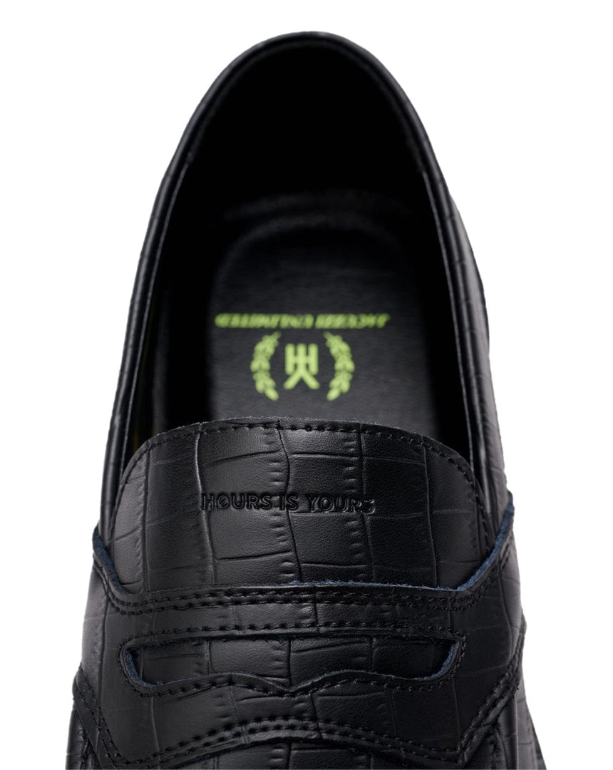 Hours x Jacuzzi Cohiba Penny Loafer - Black Crocodile - -