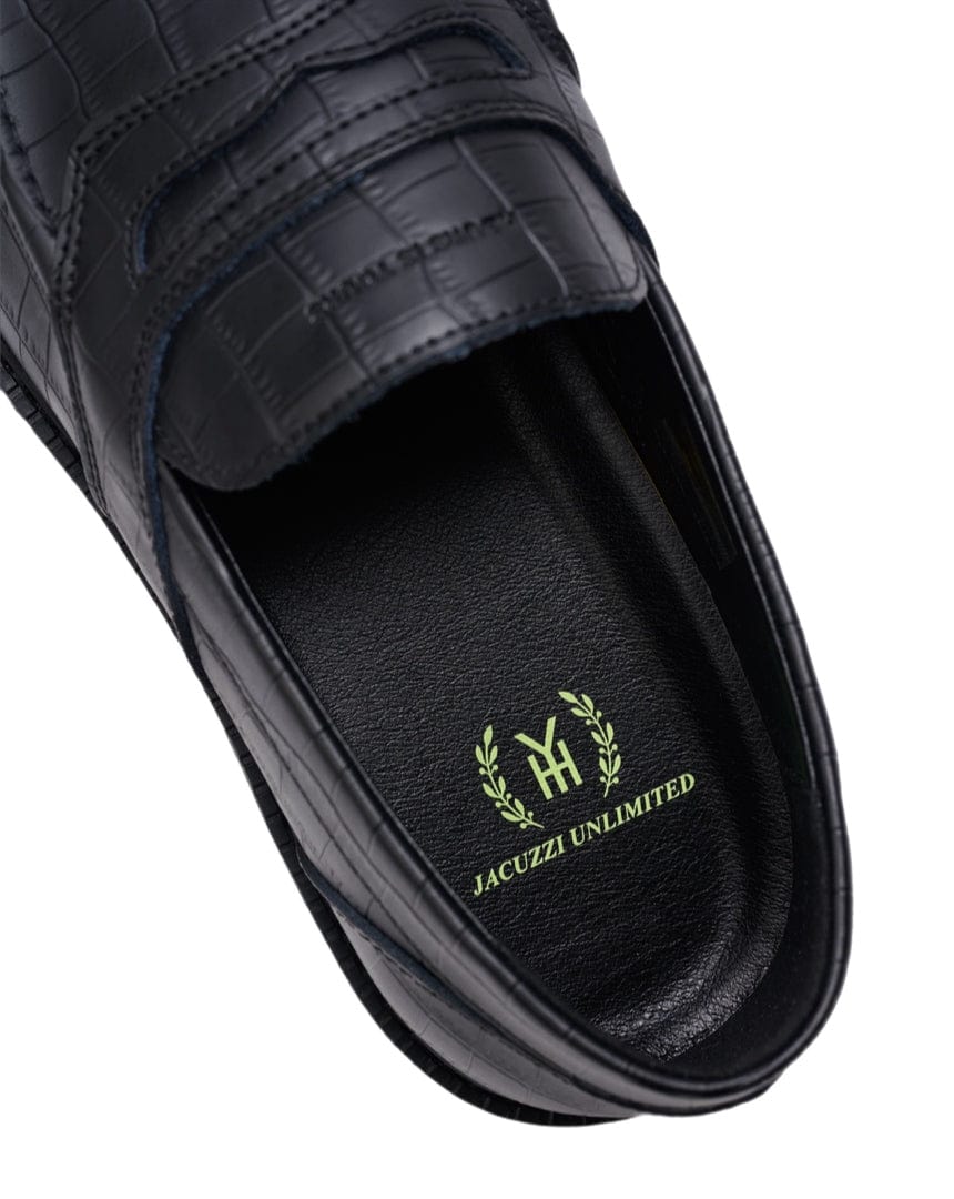 Hours x Jacuzzi Cohiba Penny Loafer - Black Crocodile - -