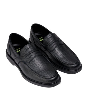 Hours x Jacuzzi Cohiba Penny Loafer - Black Crocodile - -