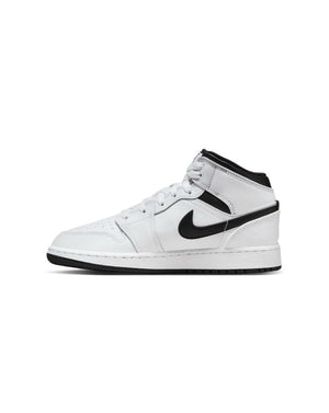 Jordan 1 Mid ( GS ) - White / Black - -