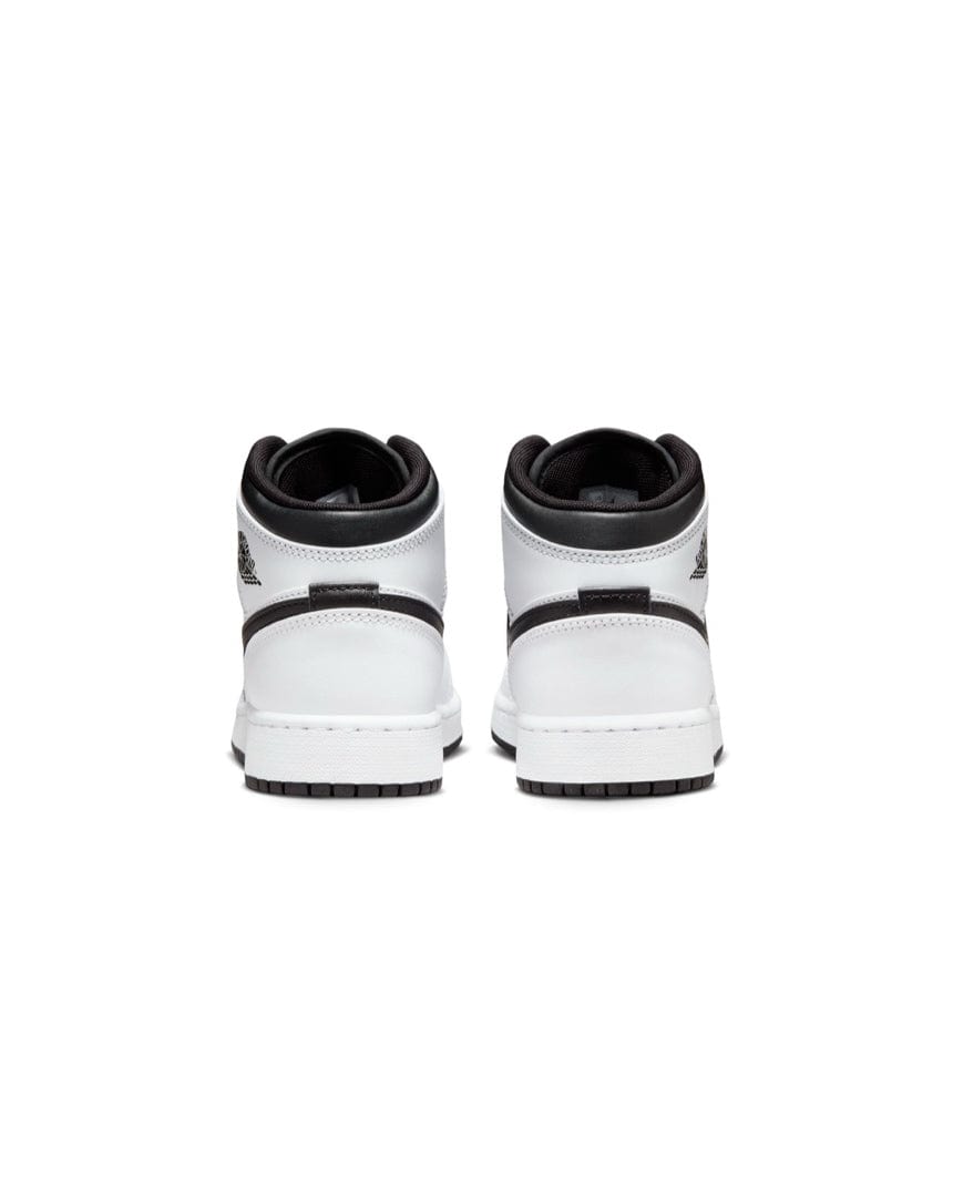 Jordan 1 Mid ( GS ) - White / Black - -