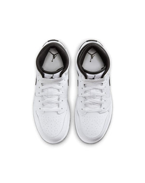 Jordan 1 Mid ( GS ) - White / Black - -