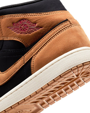 Jordan 1 Mid SE - Black / Flax - Varsity Red - Sail - -