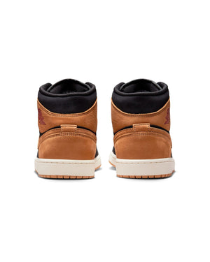 Jordan 1 Mid SE - Black / Flax - Varsity Red - Sail - -
