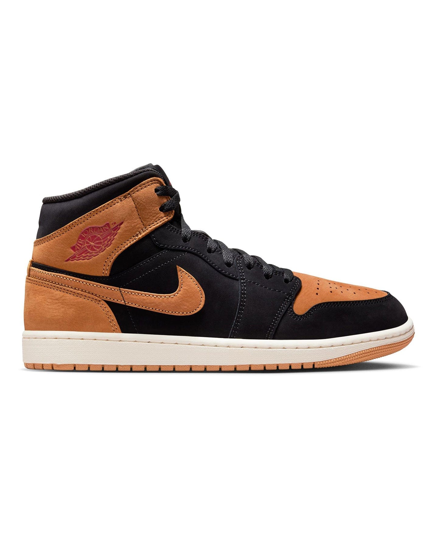 Jordan 1 Mid SE - Black / Flax - Varsity Red - Sail - -