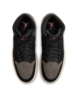 Jordan 1 Mid SE - Black / Olive - Lt Wild Mango - -