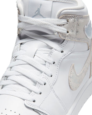 Jordan 1 Mid SE - White / White / Silver - -