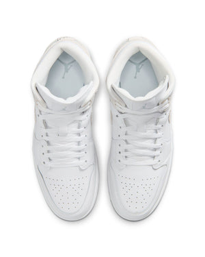 Jordan 1 Mid SE - White / White / Silver - -