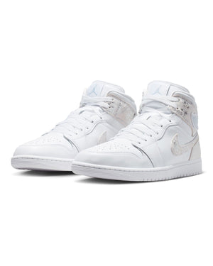 Jordan 1 Mid SE - White / White / Silver - -