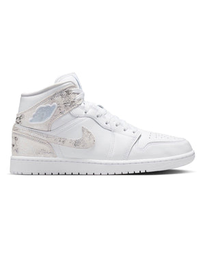 Jordan 1 Mid SE - White / White / Silver - -