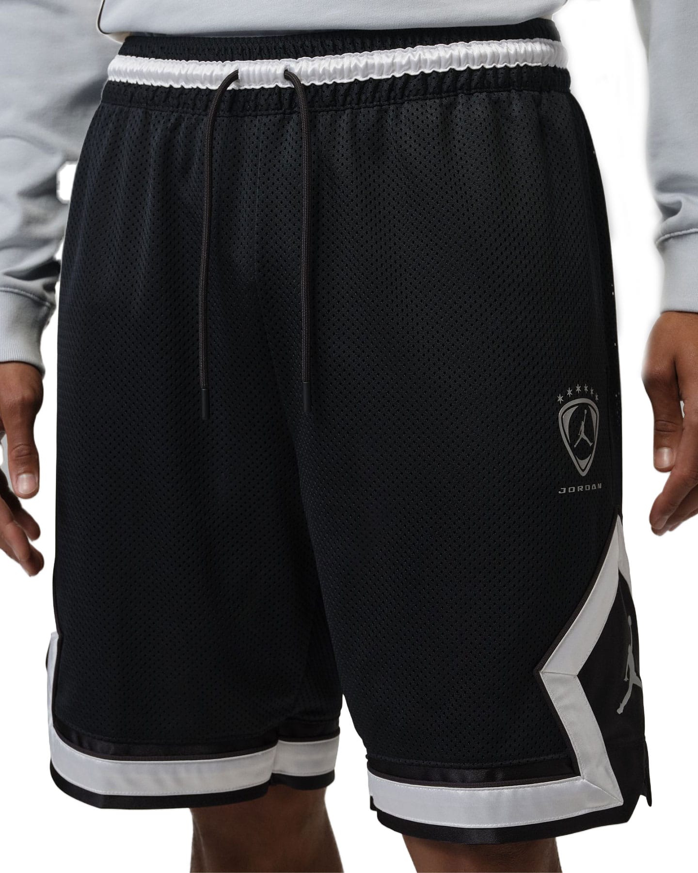 Jordan Brooklyn Diamond Mesh Shorts - Black / Metallic Silver - -