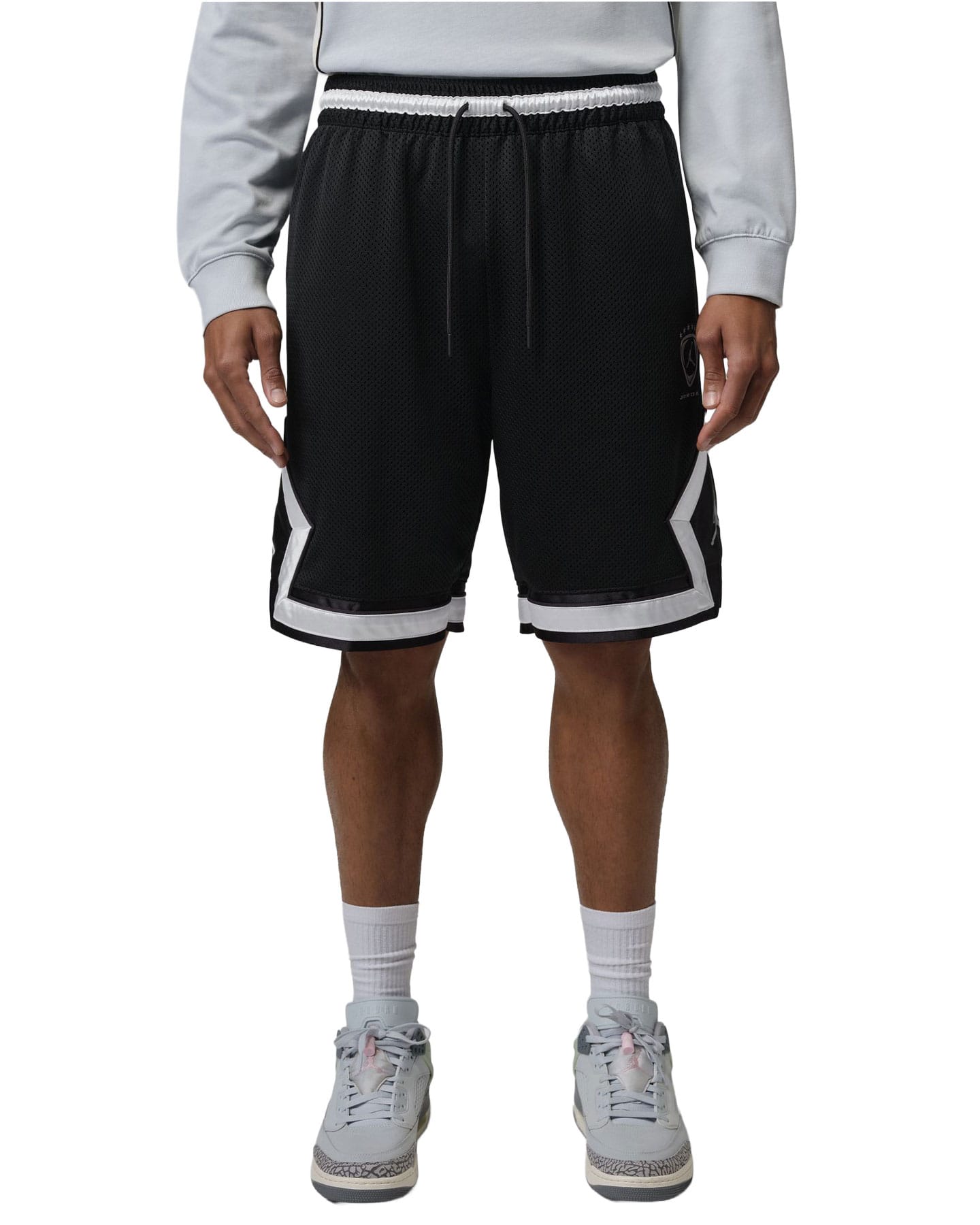 Jordan Brooklyn Diamond Mesh Shorts - Black / Metallic Silver - -