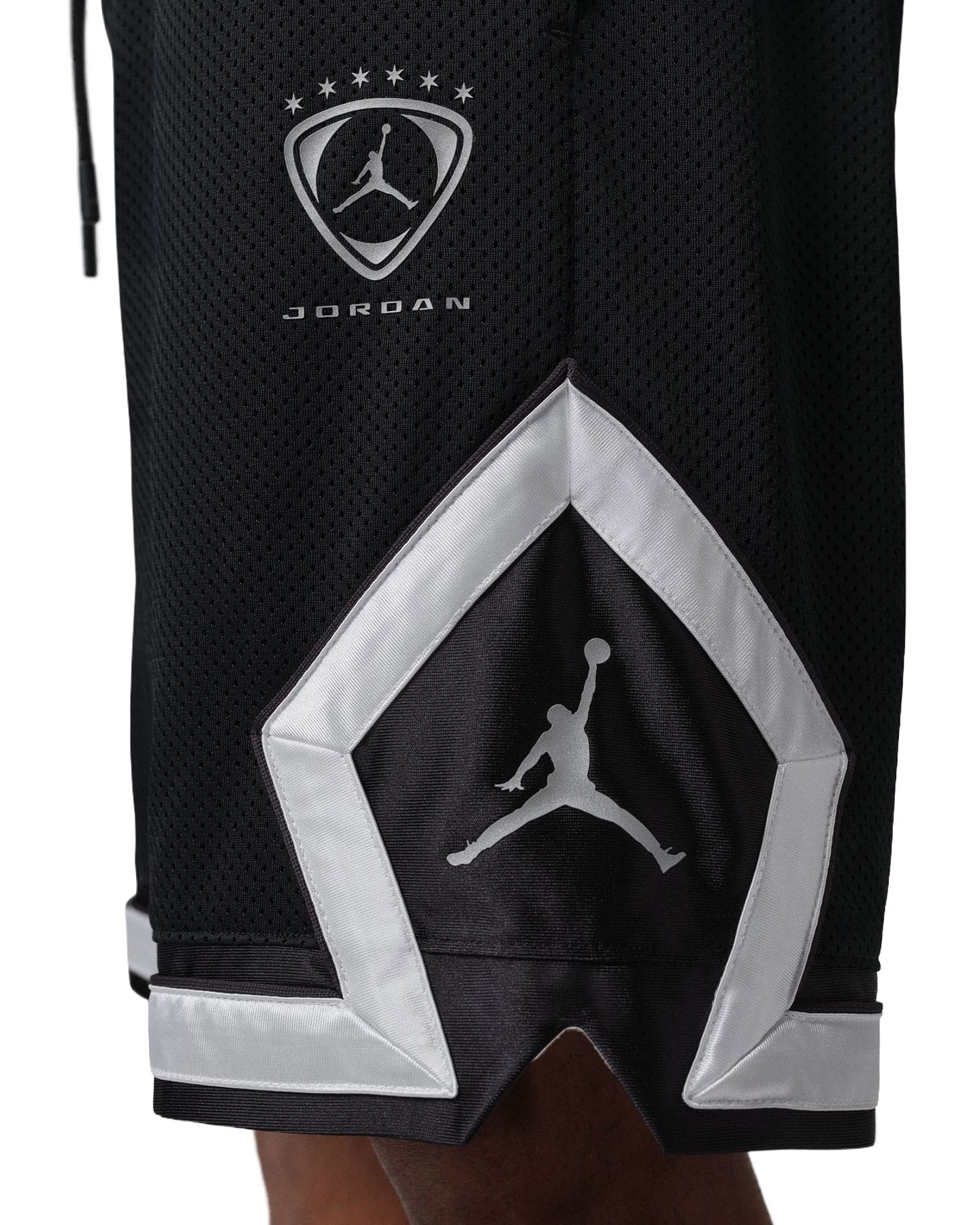 Jordan Brooklyn Diamond Mesh Shorts - Black / Metallic Silver - -