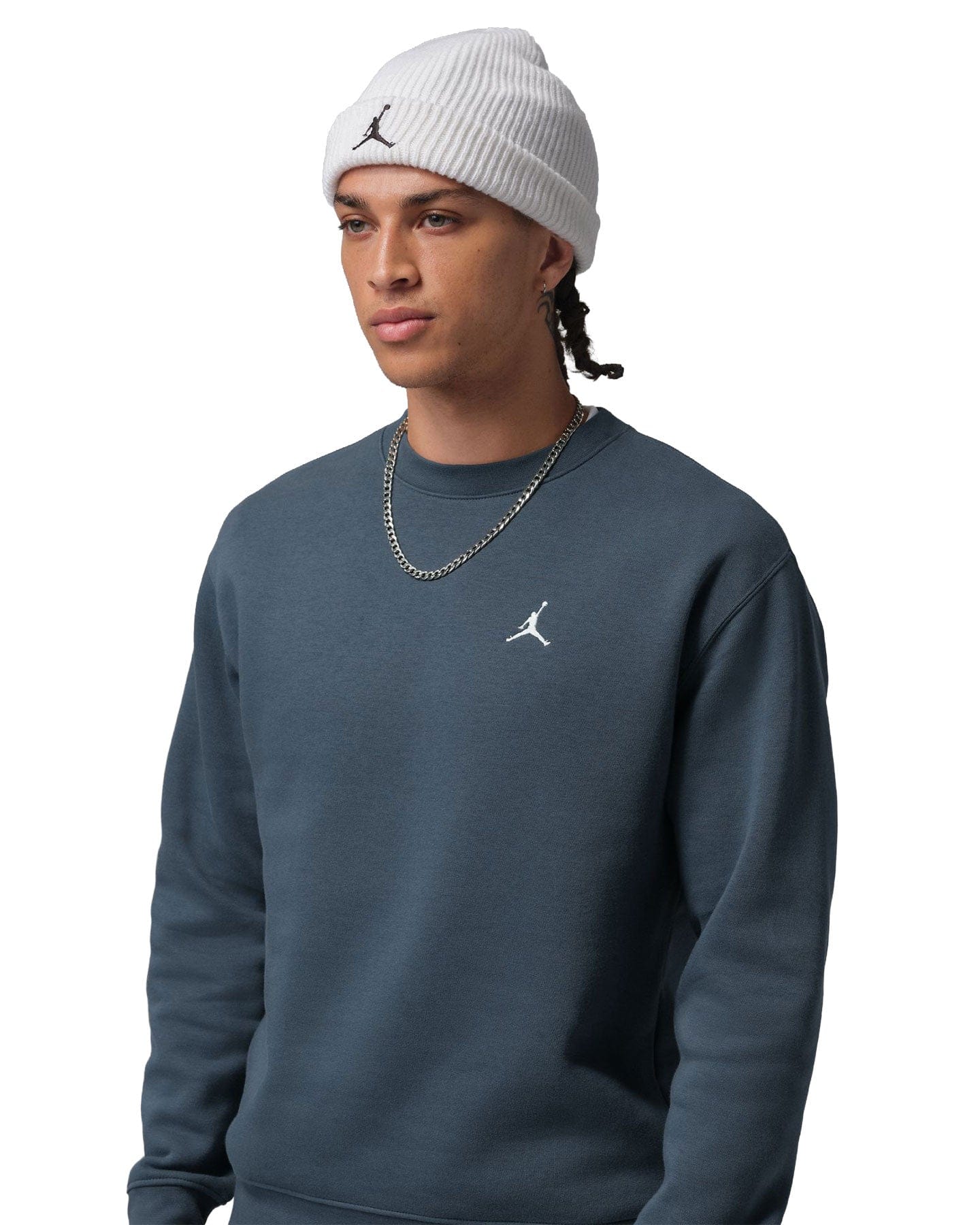 Jordan Brooklyn Fleece Crewneck - Squadron Blue / White - -