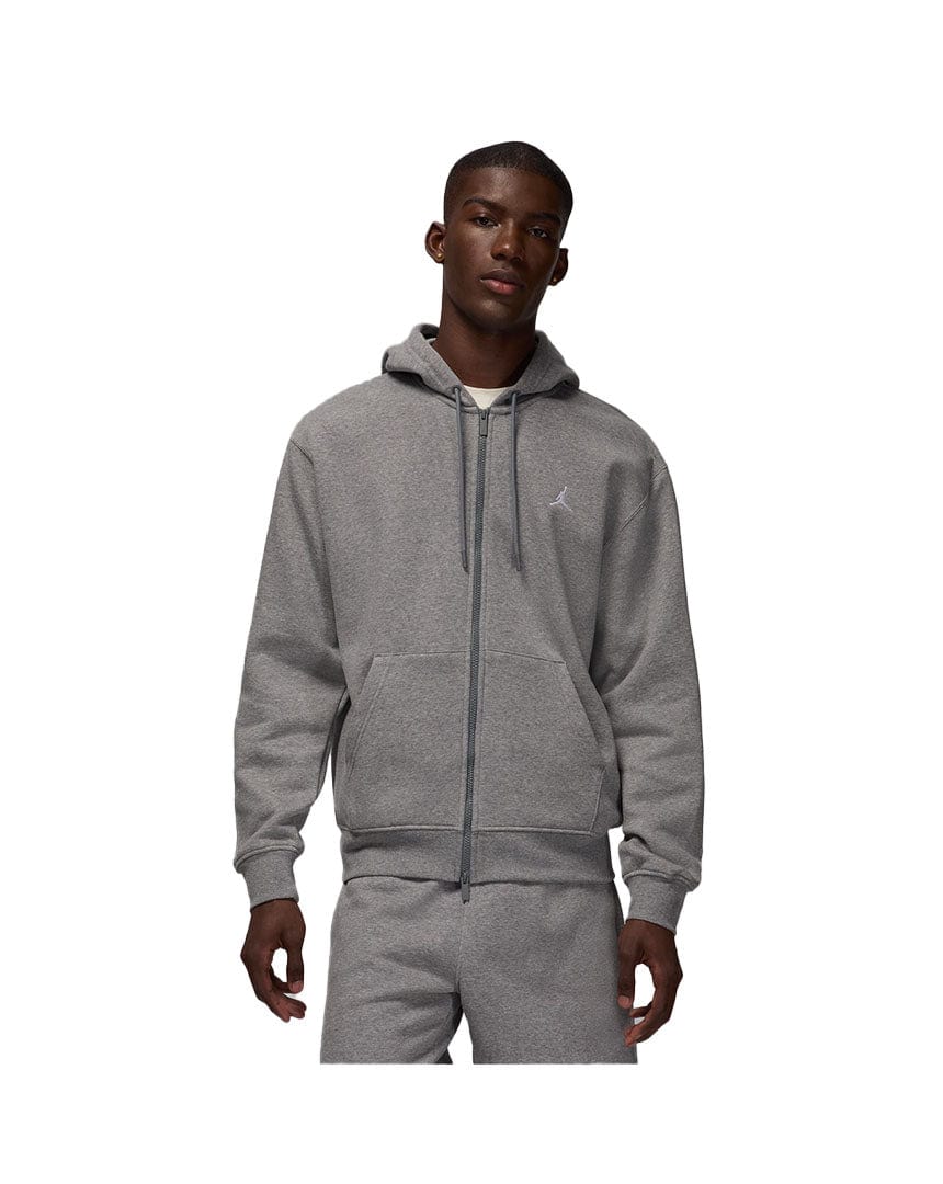 Jordan Brooklyn Fleece Full Zip Hoodie - Carbon Heather / White - FV7289 091 - 197596707557