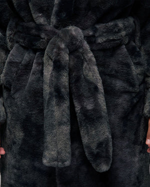 Jordan Brooklyn Holiday Fur Robe - Thunder Grey - -