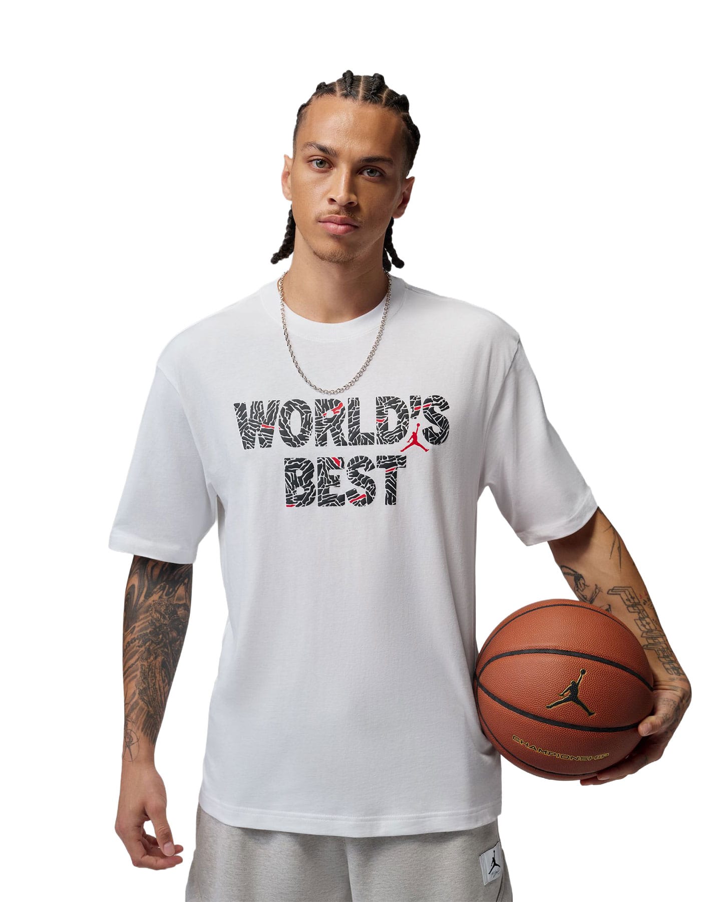 Jordan Brooklyn World's Best Tee - White / University Red - -