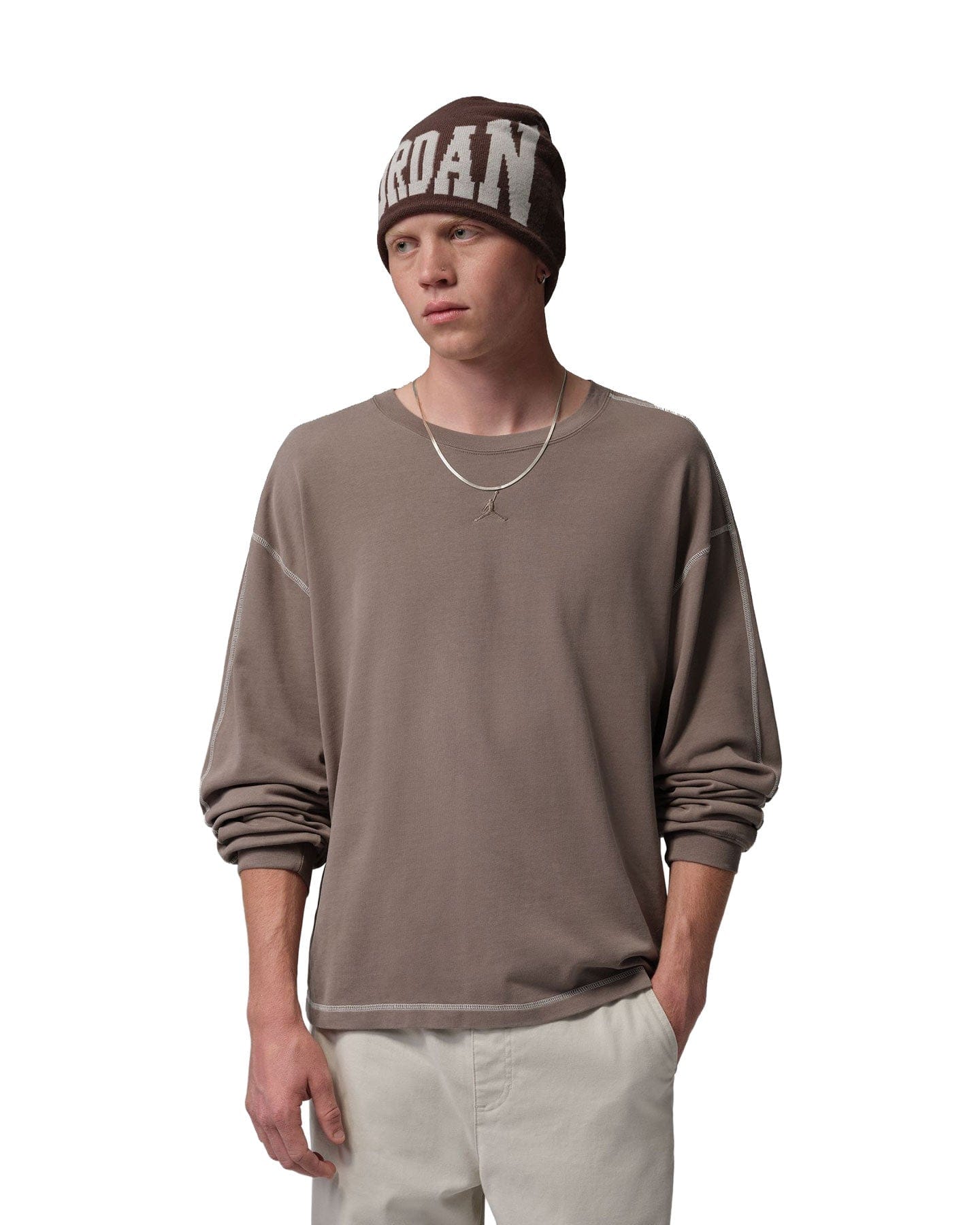 Jordan Flight Heavyweight Longsleeve Shirt - Olive Grey / Sail - -