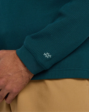New Balance Numeric Waffle Knit Long Sleeve Henley - Medusa Green - -