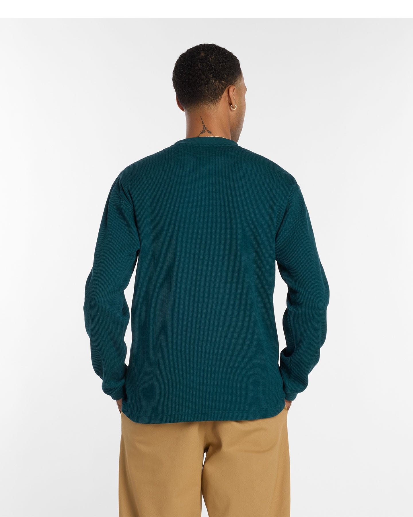 New Balance Numeric Waffle Knit Long Sleeve Henley - Medusa Green - -